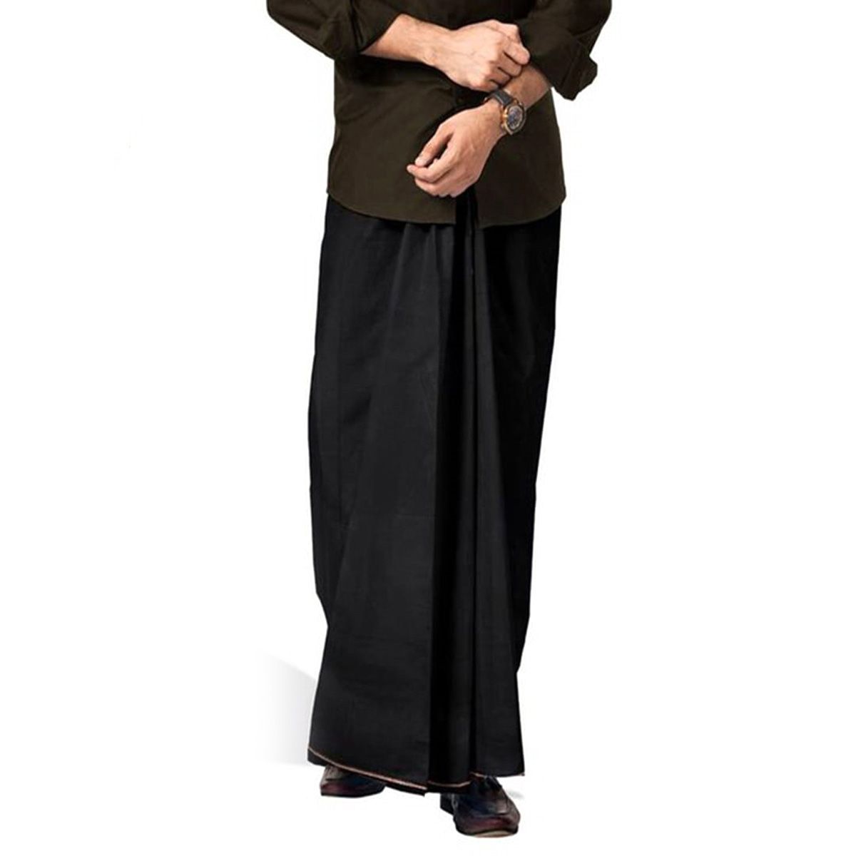 Black Cotton ATM Lungi for Men
