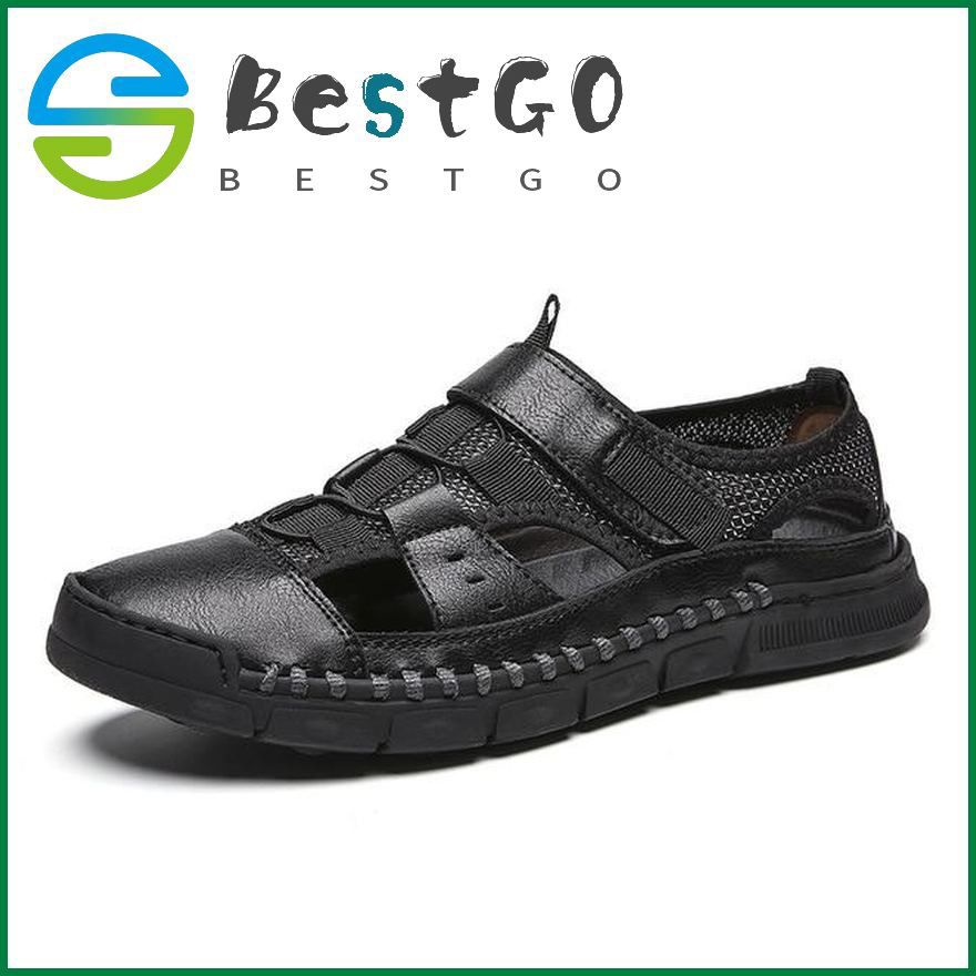 New Men Sandals Leather Cowhide Men Sandals Summer Quality Beach Slippers Casual Sneakers Outdoor Beach Shoes