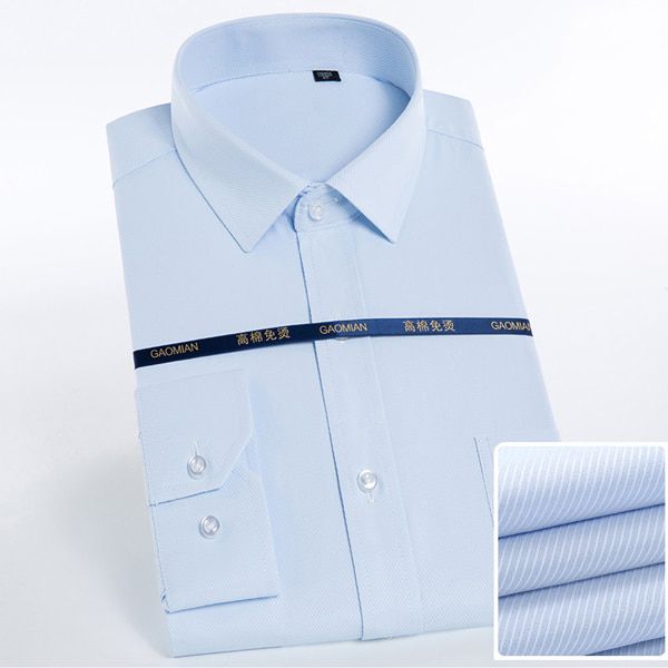 Men's Classic Long Sleeve Standard-fit Interview Dress Shirts Single Patch Pocket Formal Business Work Office Basic Tops Shirt