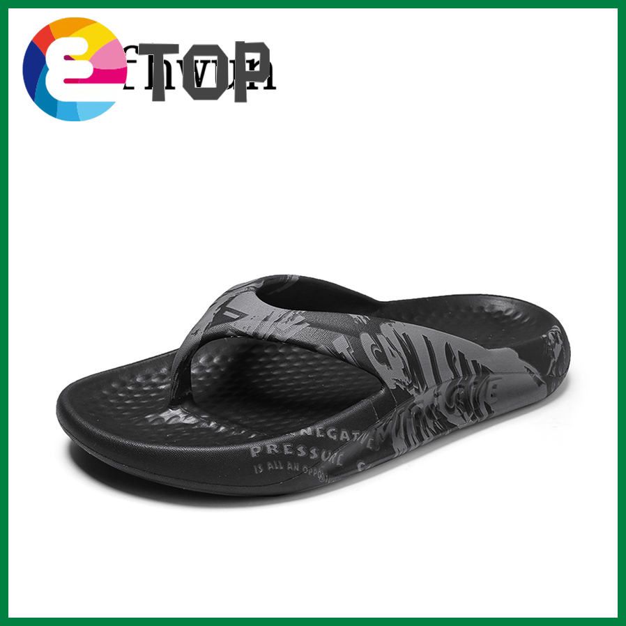 Flip Flops for Men Summer High Elastic Soft Material Thick Bottom Embossed Printing Flip-Flops Slippers for Men