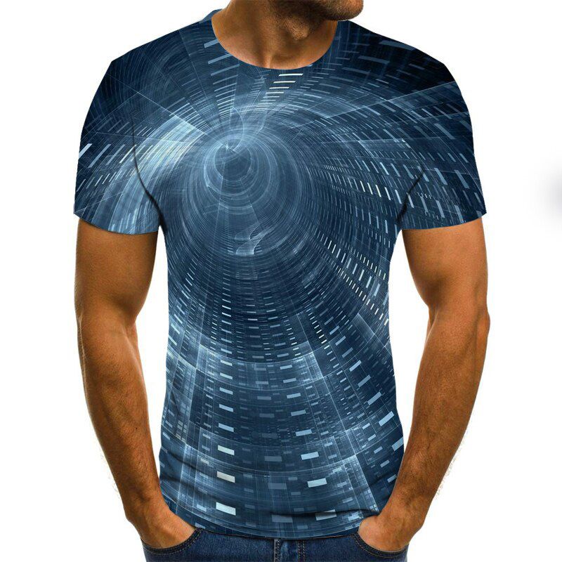 new summer casual men's T-shirt 3D lattice Harajuku tops three-dimensional spiral T-shirt O-neck shirt plus size streetwear