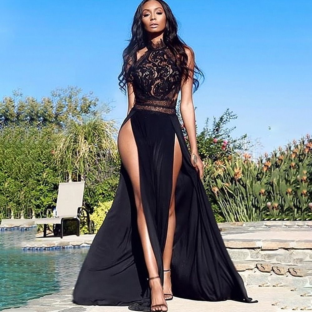 Slit Ladies Dress Se Xy See-through Lace Nu de Back hot sell
