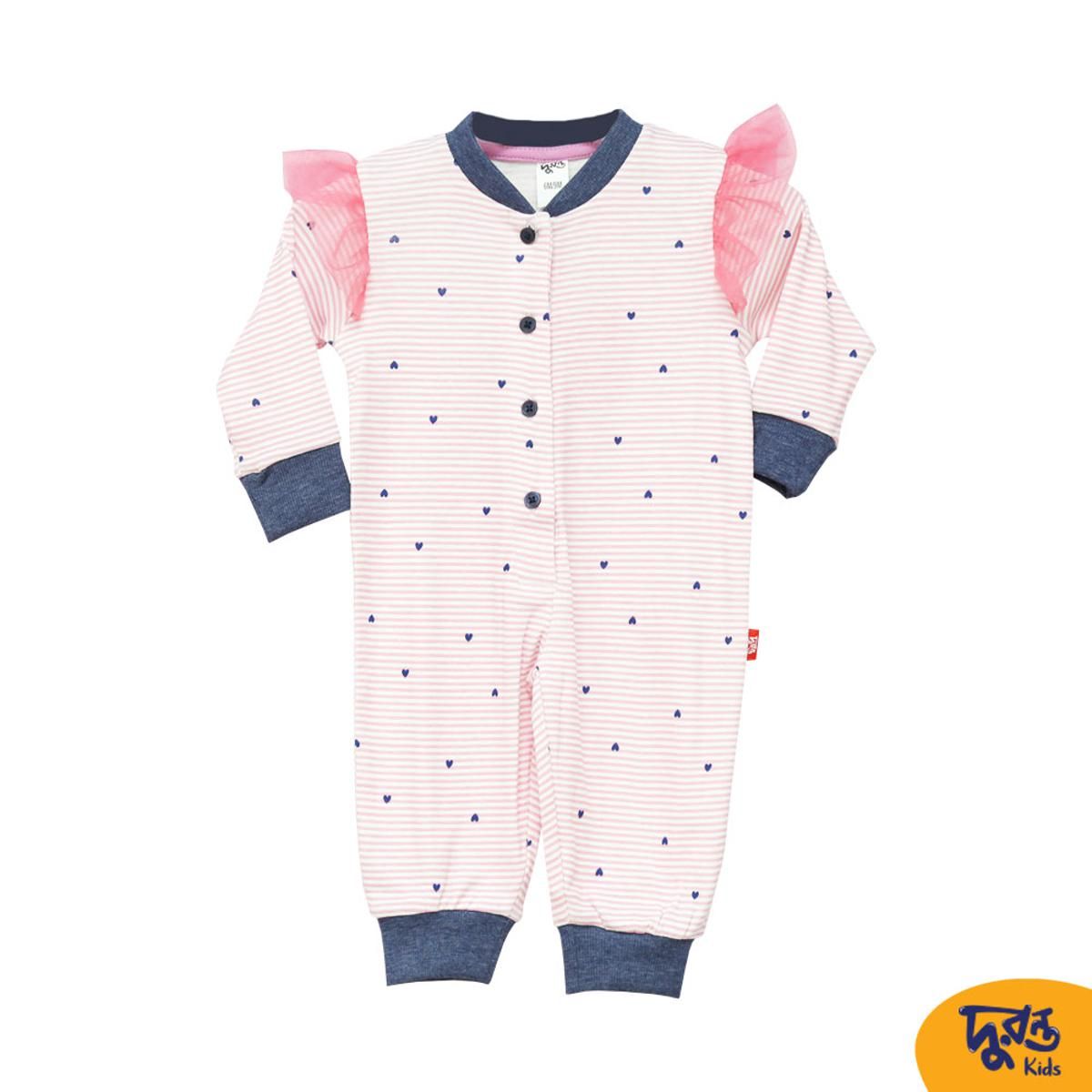 Duronto Kids Pink Cotton inter-lock romper for Girls