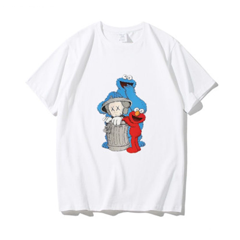 Summer KAWS Cartoon Printing Fashion Popular Cotton  Short Sleeve -shirt for Couples