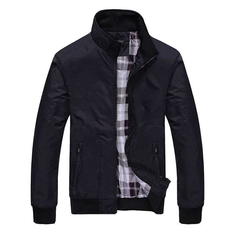 RHS Online M-4XL Men's Korean-style Spring Autumn Coat Stand Collar Loose Thin Casual Jacket Tops