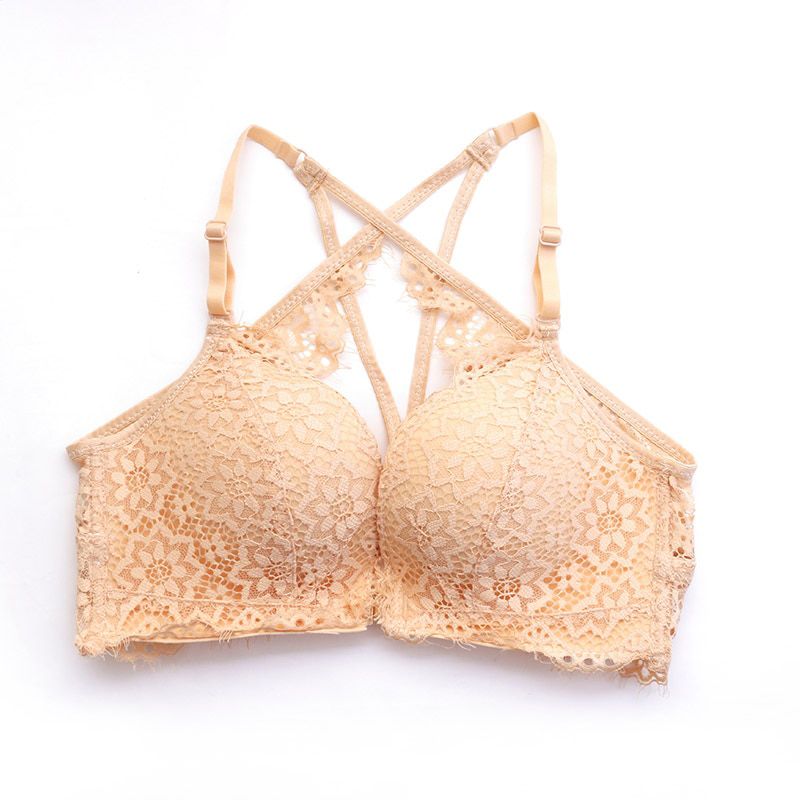 Women  Lace Bra Solid Front Closure BraSeamless Breathable Push Up Underwear Wirefree Bralette Bra  Lace Small Chest Bra