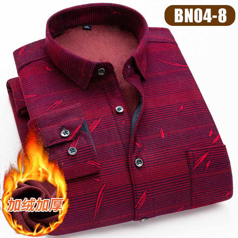 Men shirt Winter Warm Plush Slim Long Sleeve Shirt fashion slim casual plaid man shirt Thickening warmth retention
