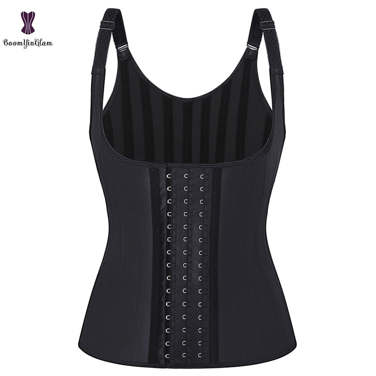 Hook Adjustable Waist Trainer 25 Steel Boned Slimming Corset Workout Girdle Vest Latex Women Body Shaper Plus Size XS -6XL #663
