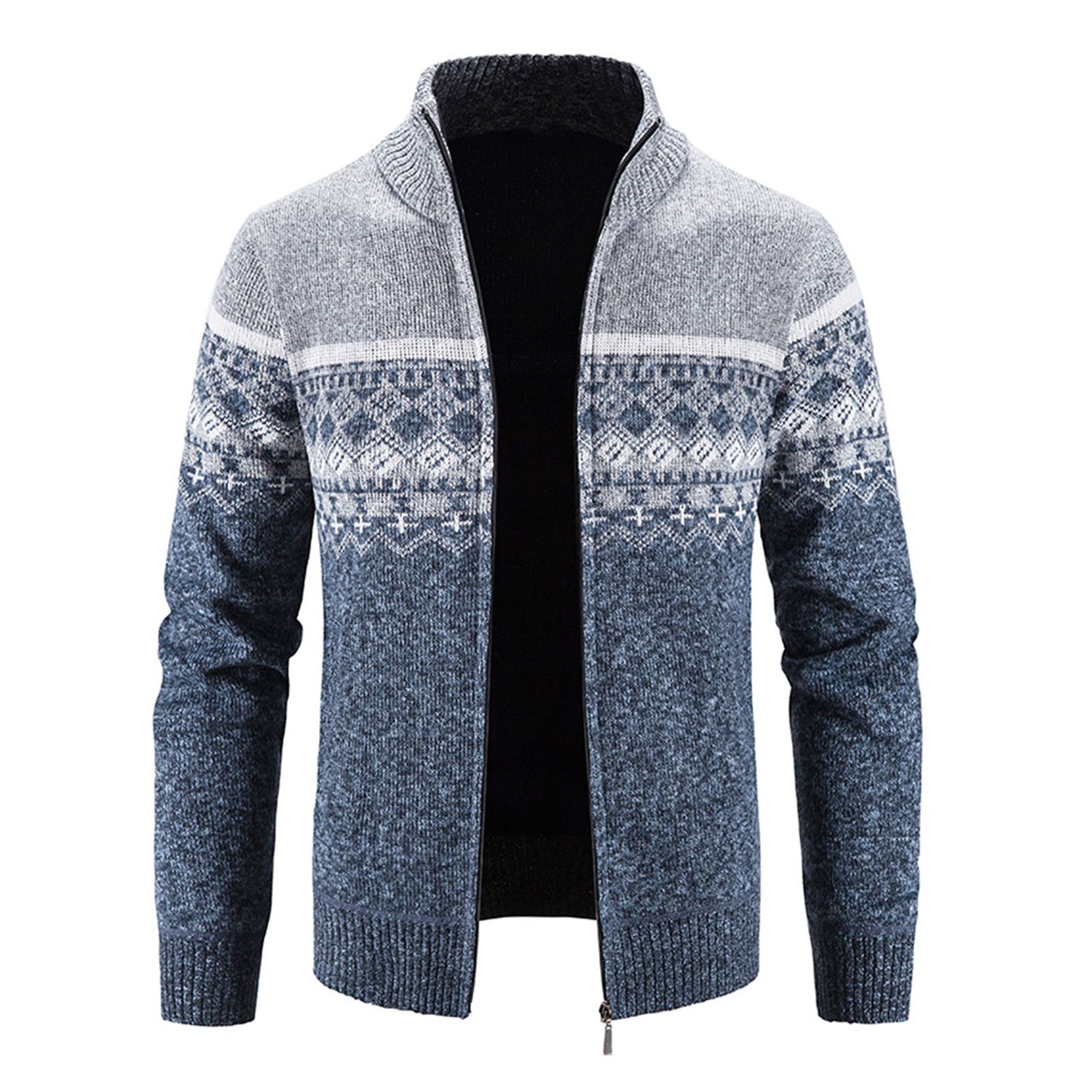 Cardigan Sweater Windproof Stand Collar Slim Fit Cardigan Sweater
