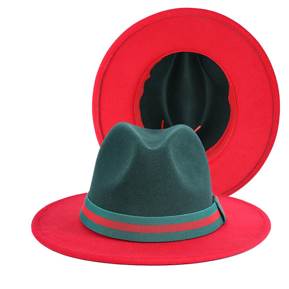 Warm Double Color Fedoras Hat For Women Man Hats Cowboy Hat Gradient Cap Top Hat Fashion Panama Church Hat Wholesale