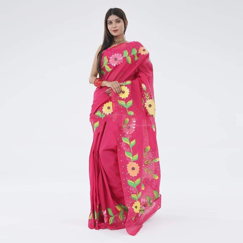 Multi Color Hand printed Saree for women