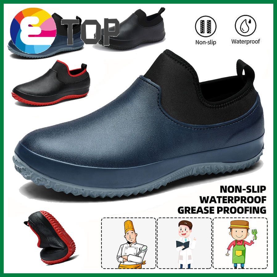 Chef Shoes Men and Women Slip on Waterproof High Quality Non-slip Waterproof Oil-proof Kitchen Work Shoes for Chef Master Cook Hotel Restaurant Slippers Flat Sandals Croc Men Water Shoes