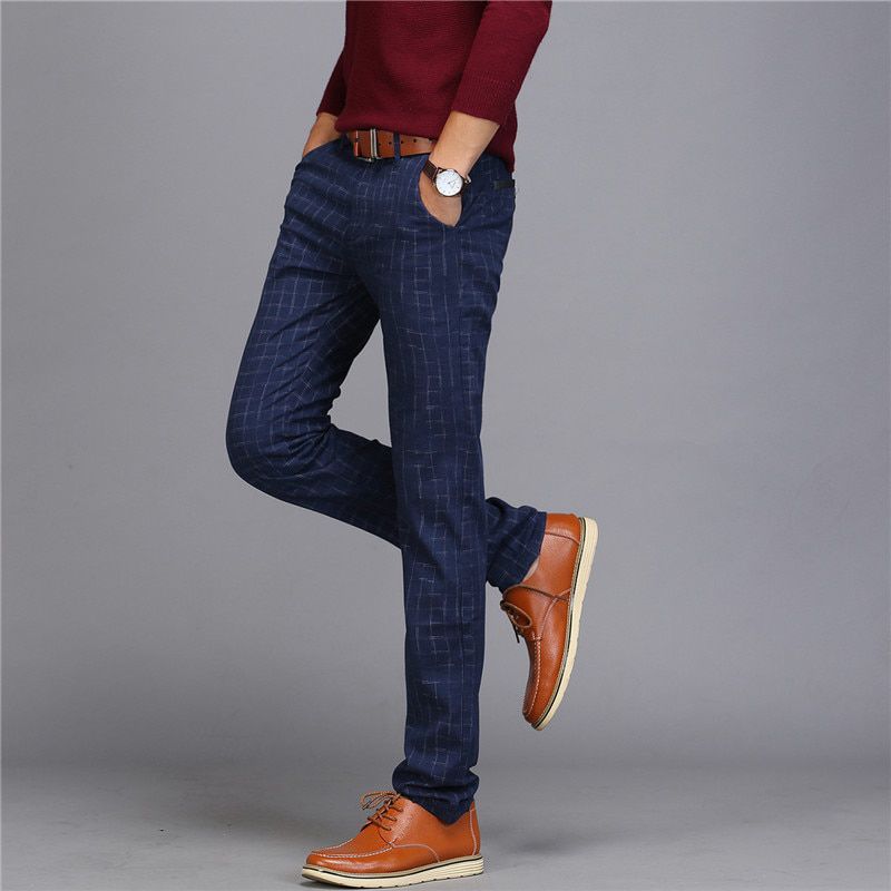 Spring Summer New Casual Pants Men Cotton Slim Fit Chinos Fashion Trousers Male Clothing Plus Size 38