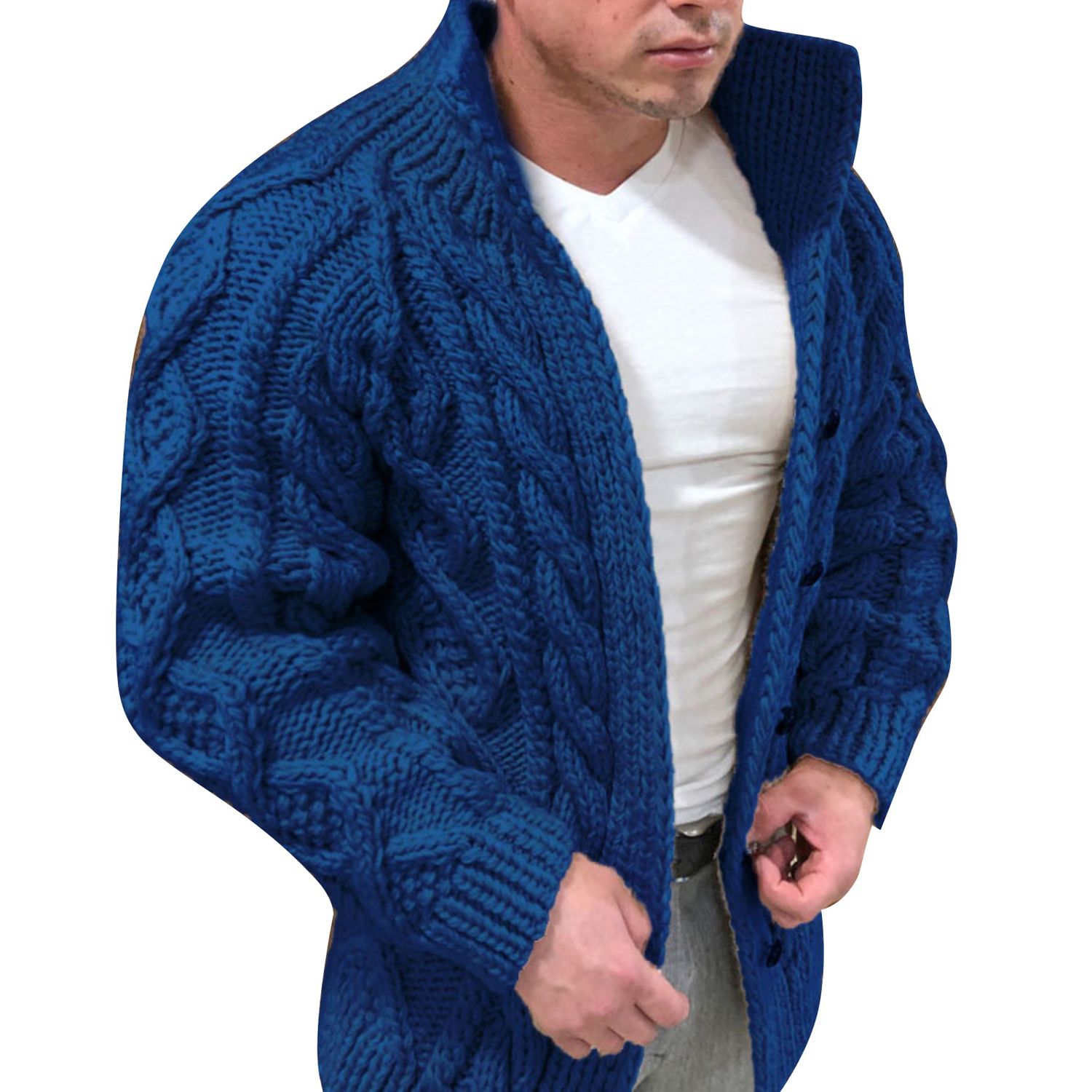 Cardigan Sweater Stretchy Twist Braided Cardigan Knitted Sweater