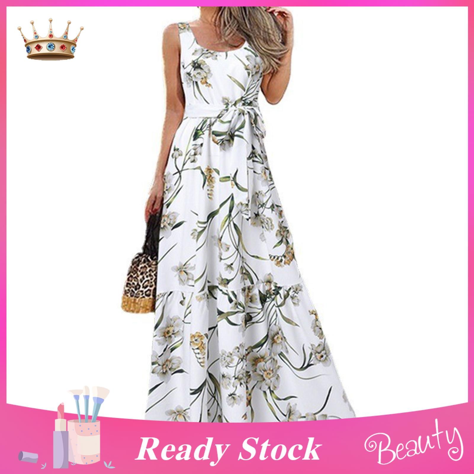 Summer Dress High Waist Loose Hem Sleeveless Beh Dress