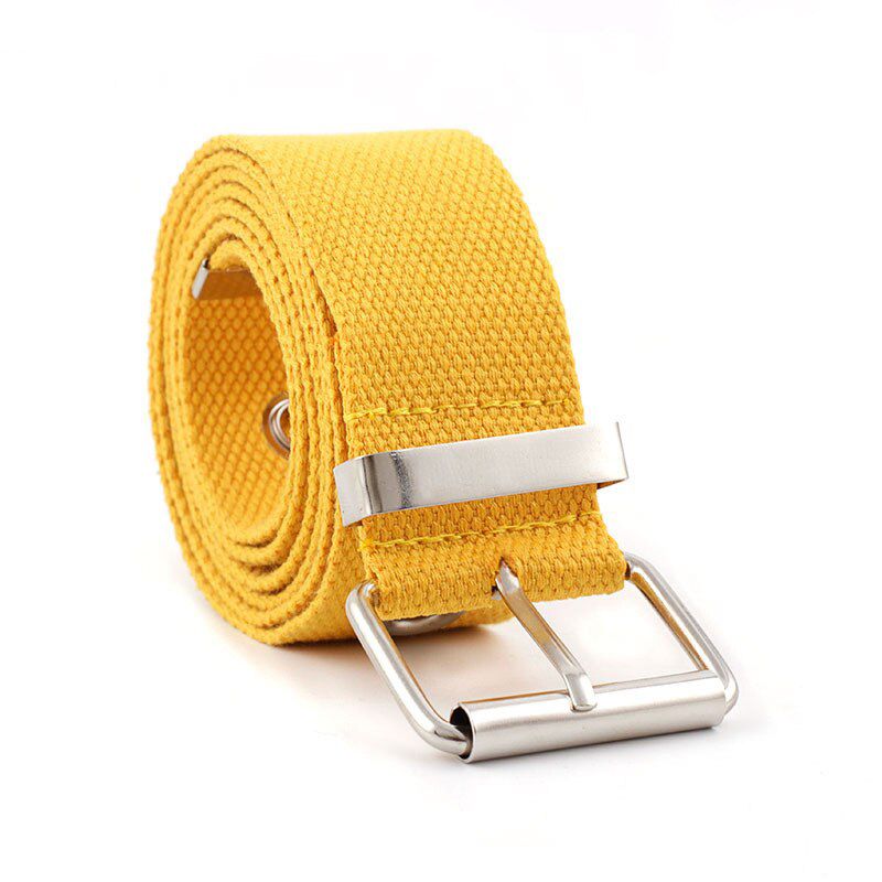 Punk Casual Canvas Unisex Belt Single row of Holes Pin Square Buckle Waist Strap White Black Student Women Men Jeans Waistband