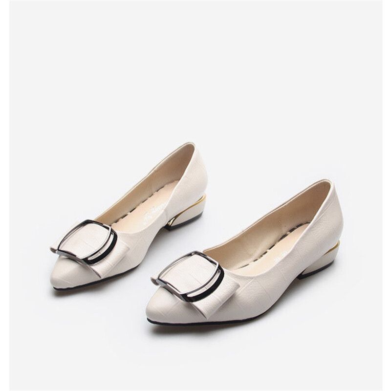 Women Shoes Pumps Low-Heels Meotina Pointed-Toe White Ladies Large-Size on Casual b6664a