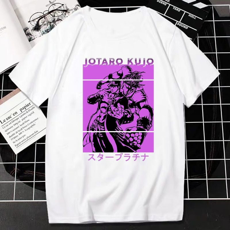 Jn Anime Jojo Bizarre Adventure T Shirt Kawaii Kujo Jotaro Manga Graphic Tops Women Men Women Men Fashion Roupas Camisetas