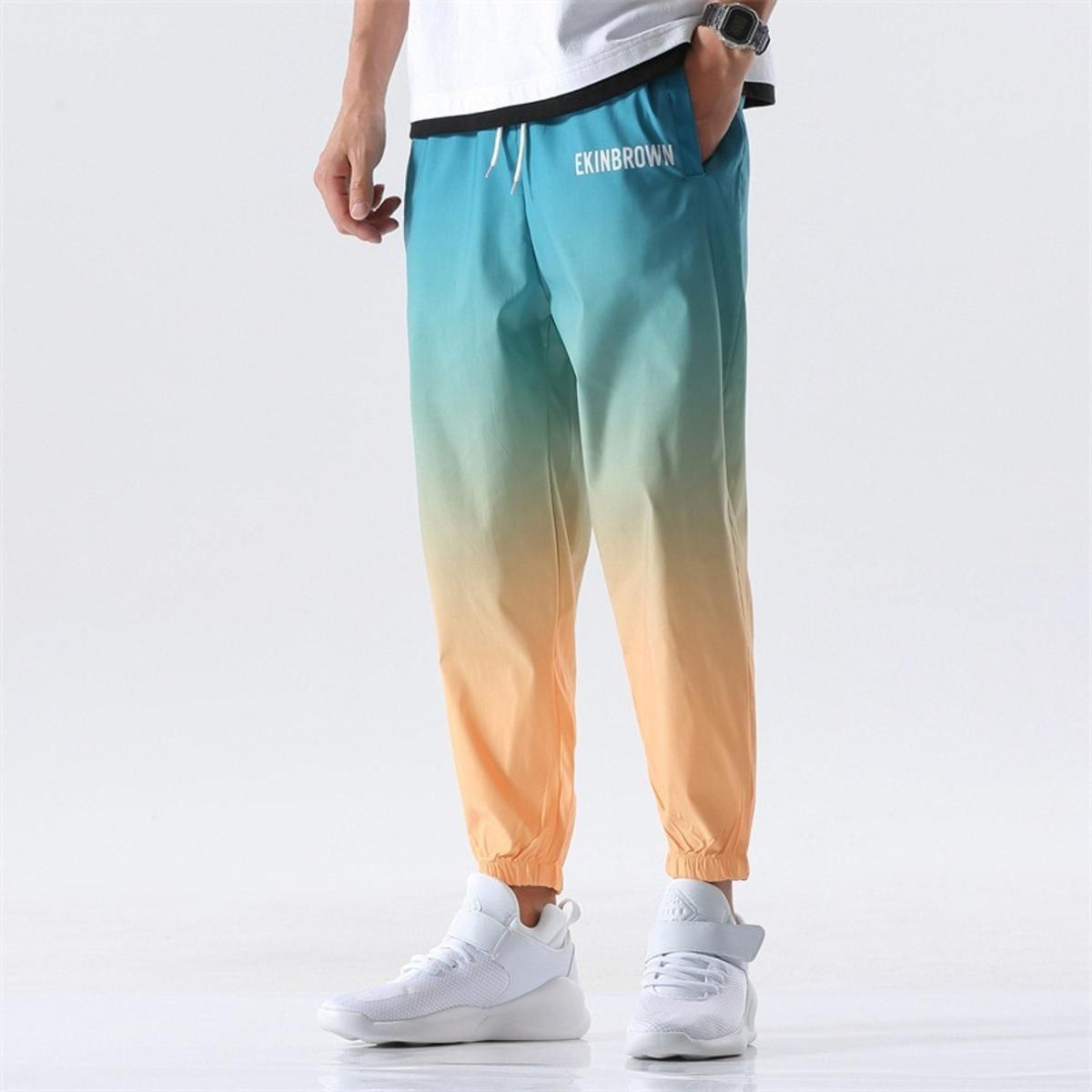 Mens Pants Joggers Streetwear Loose Ankle length Trousers Elastic Waist Summer New Male Casual Sport Hip Hop Sweatpants