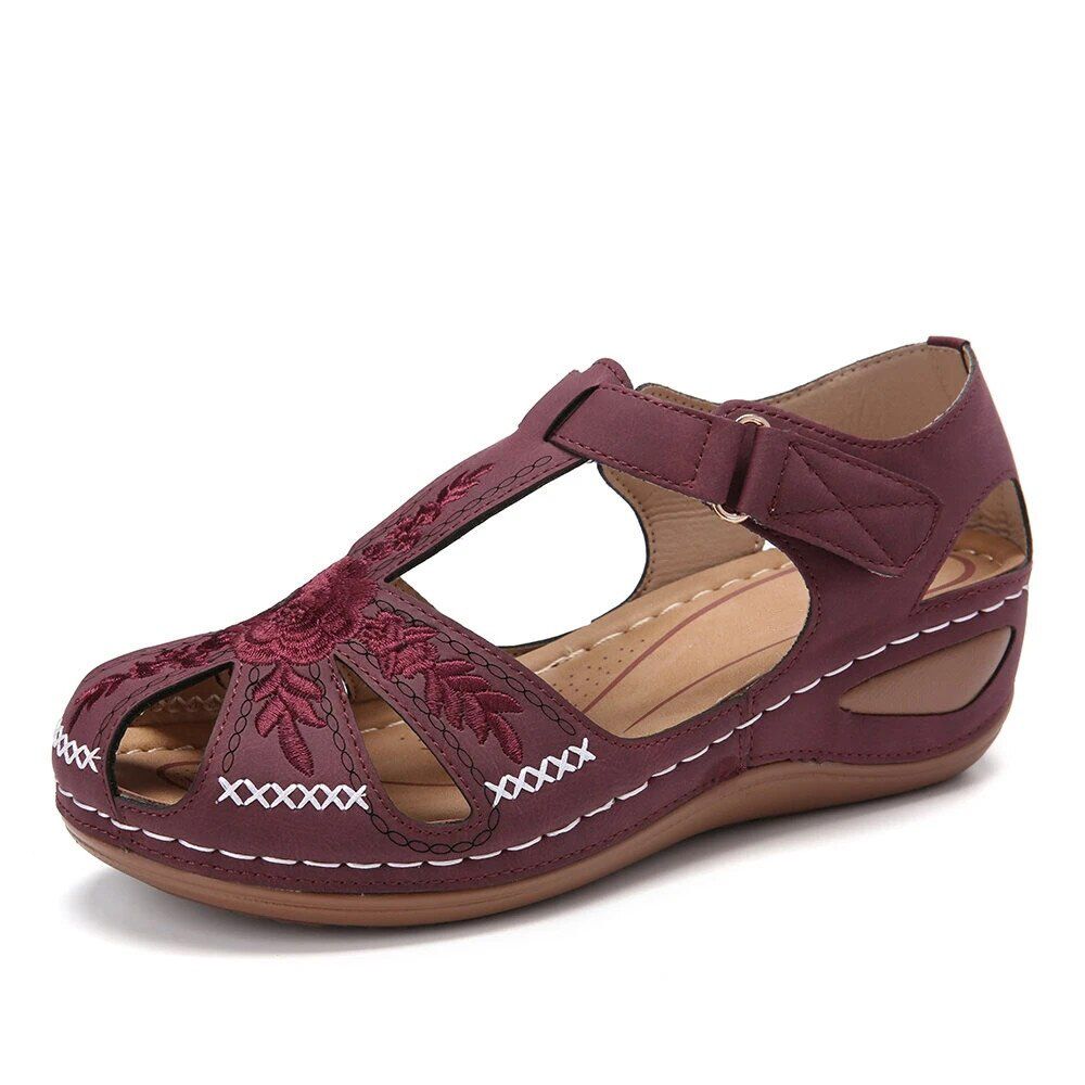 Summer soft-soled Baotou hook and loop women's shoes large size heel wedges non-slip sports casual mother women sandals