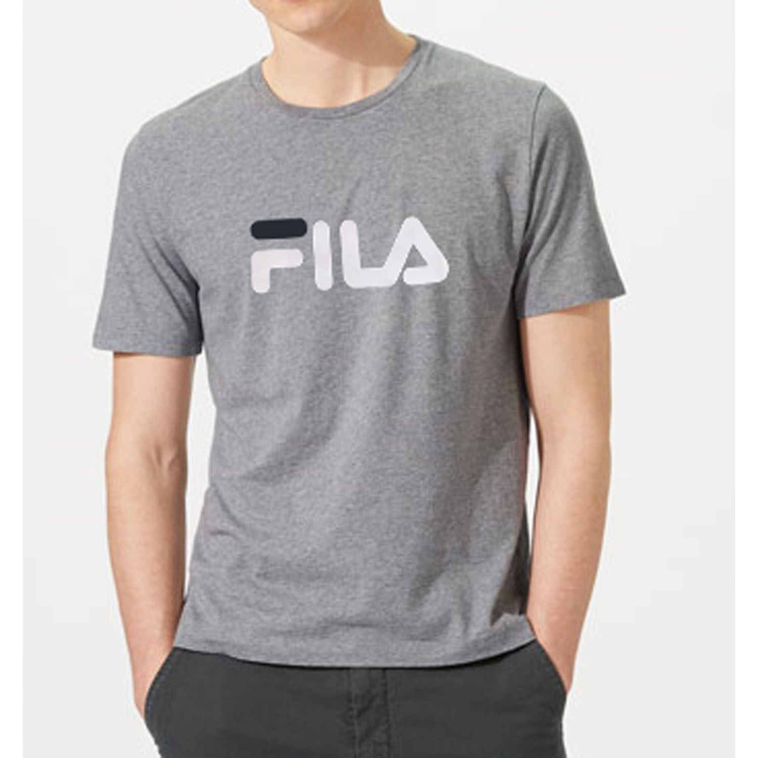 Gray Fila Cotton Half Sleeve T-shirt for Men