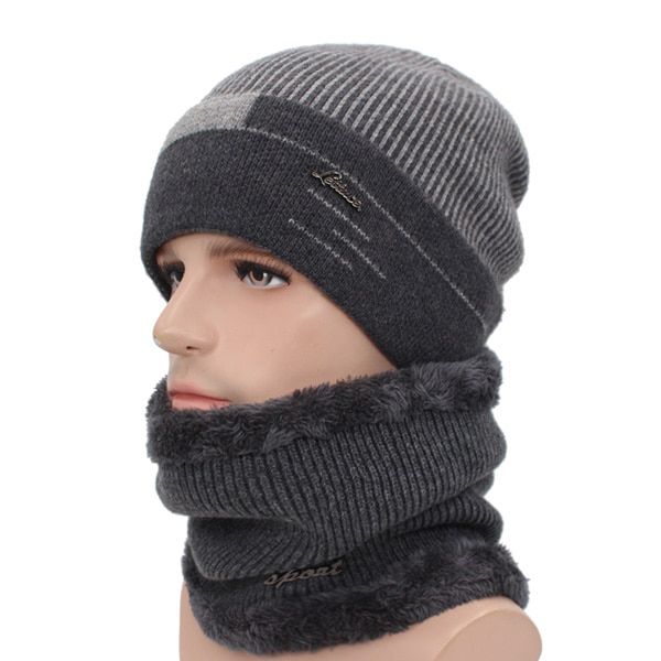 AETRUE Skullies Beanies Men Scarf Knitted Hat Cap Male Plus Gorras Bonnet Warm Wool Thick Winter Hats For Men Women Beanie Hat