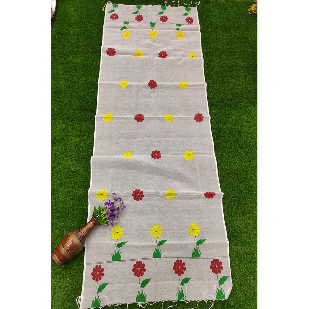 Hand Painted Half Silk Orna, 90inch long/ 36 inch width