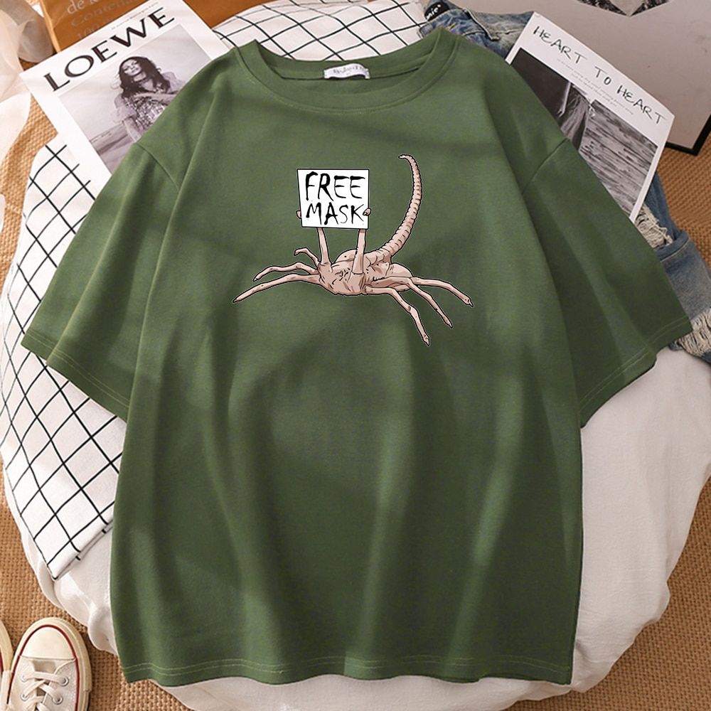 Shirts Alien Facehugger Cartoon Printing Man T shirt Oversize Men Tee Tops Brand Street Fashion Mens T-shirt