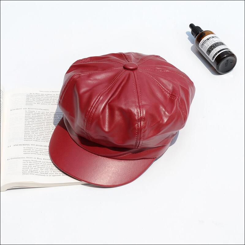 Pu Leather Beret Hat Winter Hats For Women Men Painter Newsboy Cap Male Vintage Beret Female Black Boinas England Style Hat