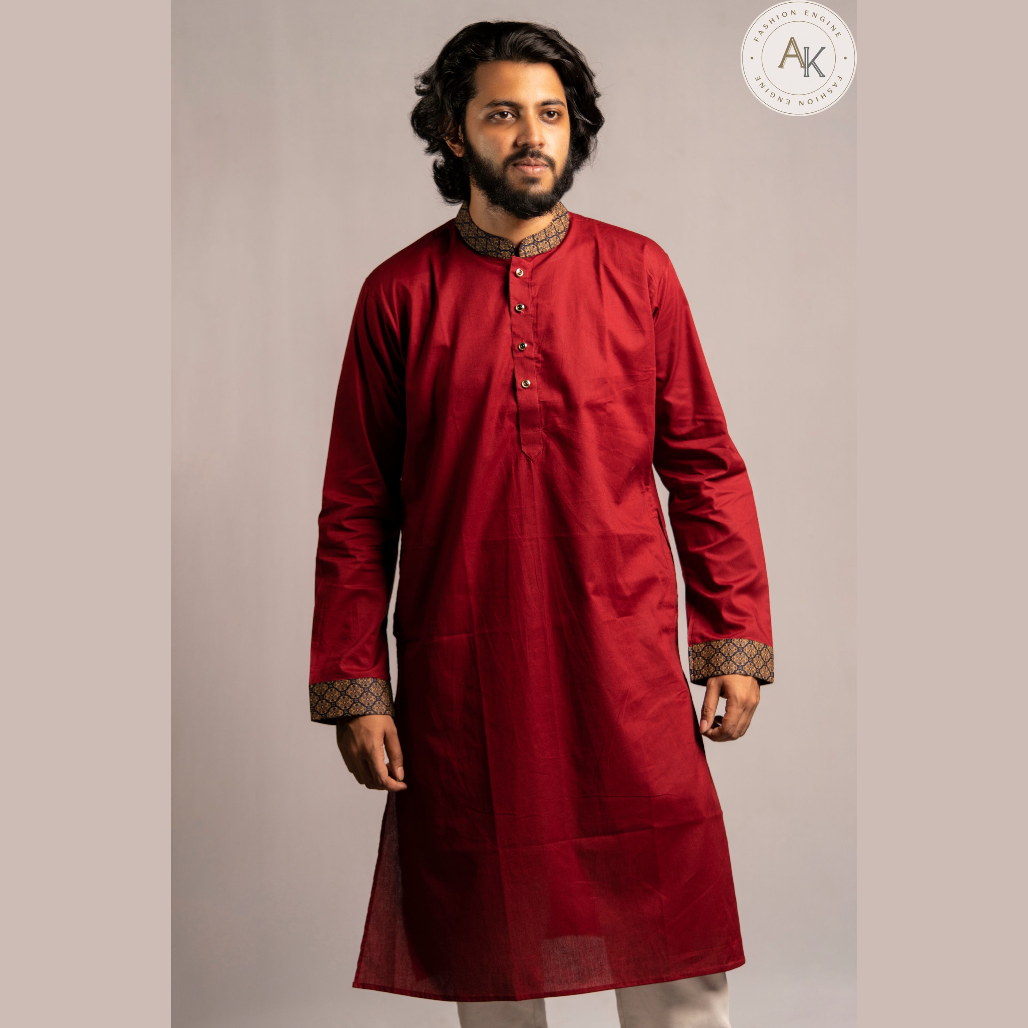 New Maroon Color Eid Collection Cotton striped Long Panjabi For Men