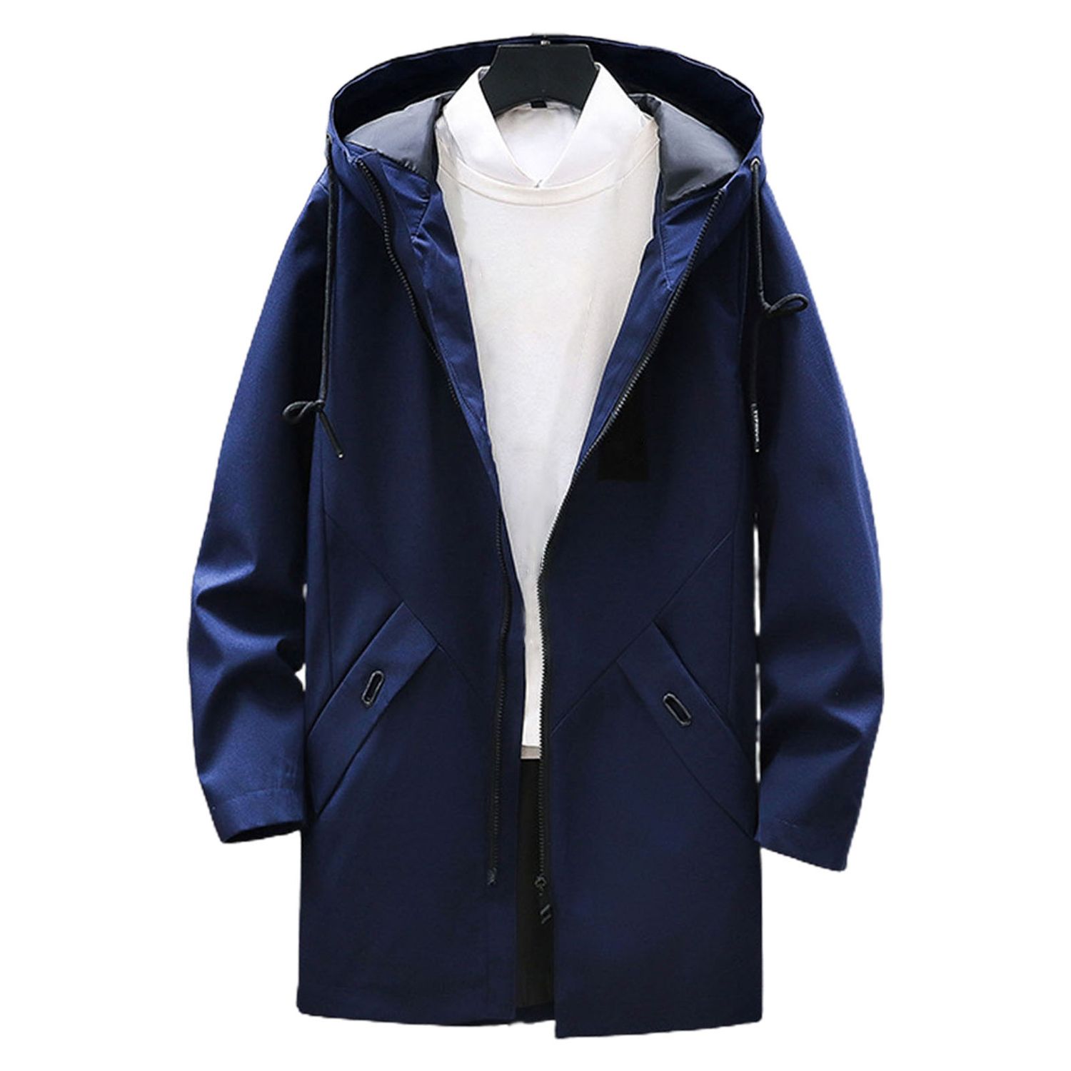 Men Coat Solid Color Long Autumn Jacket