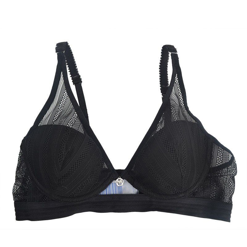 arrival striped lace mesh 3/4 cup soft bra wide underbust  lingerie women underwear intimates puls size 80C 75C