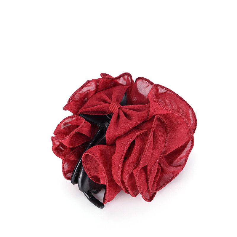 Fashion Womens Chiffon Rose Flower Bow Jaw Clip Barrette Hair Claw Gift