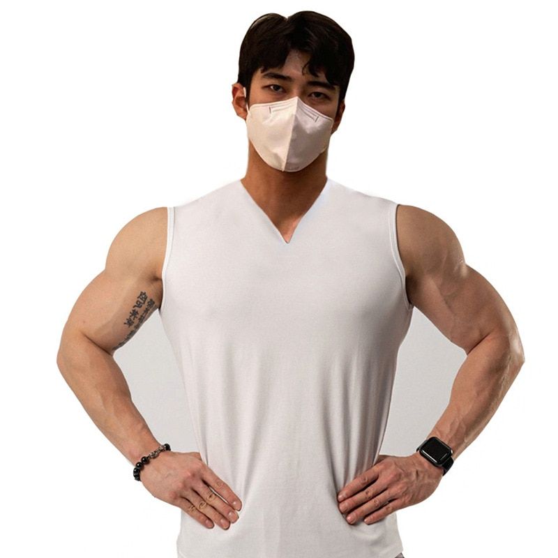 Men V-neck TaTop pure color cotton Summer vest Gym Muscle Bodybuilding Streetwear sleeveless Shirt Workout Fitness Srt