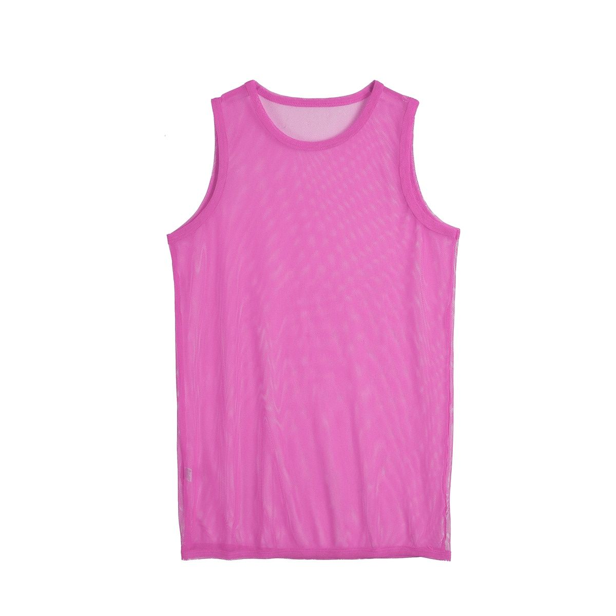 M-2XL Men's See Through Club Wear TaTops Sleeveless Mesh Top Tee Undershirt