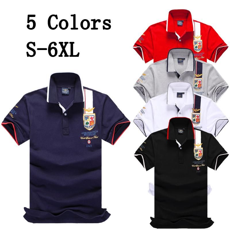 Aeronautica Militare Men's Short Sleeve Polo Shirt Badge Logo Polo Shirt Summer Breathable Casual Shirt Sweatshirt