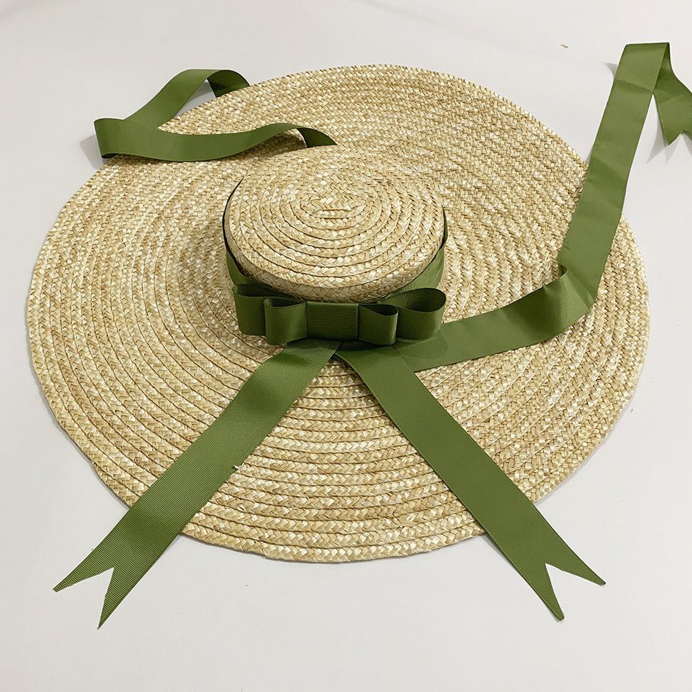 Bauhinia Summer Wide Big Brim Straw Hats Sun For Women UV Protection Panama Beach Ladies bow hat