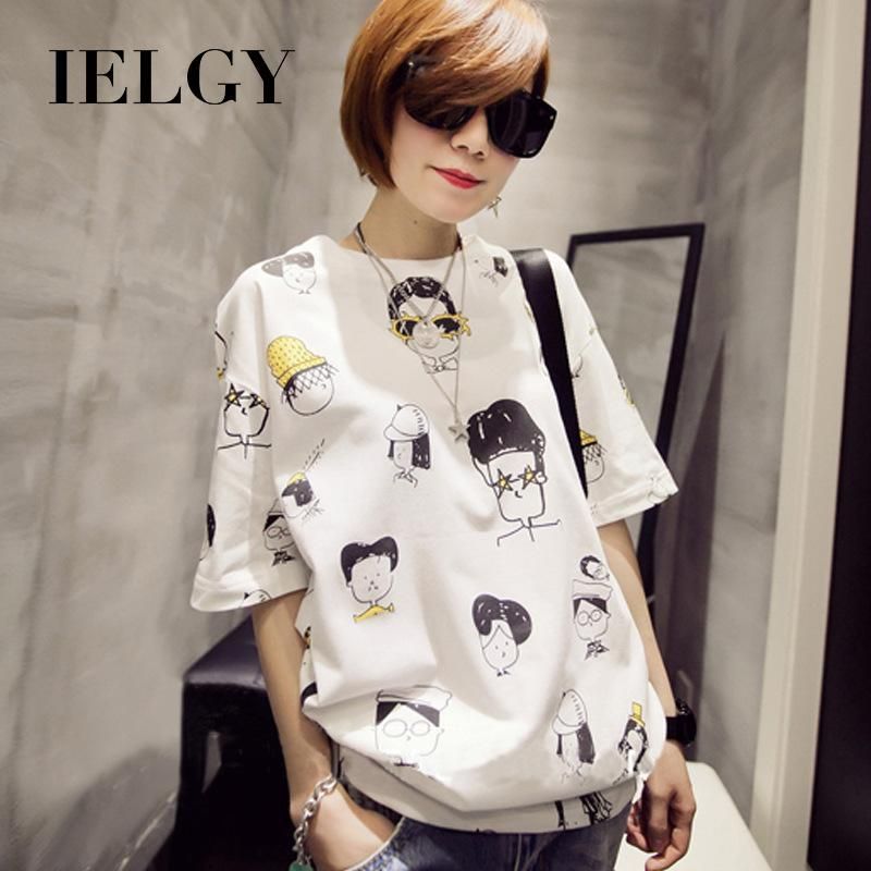 IELGY New shirt women's Korean version of the loose thin short-sleeved t-shirt cartoon student half-sleeved T-shirt honey