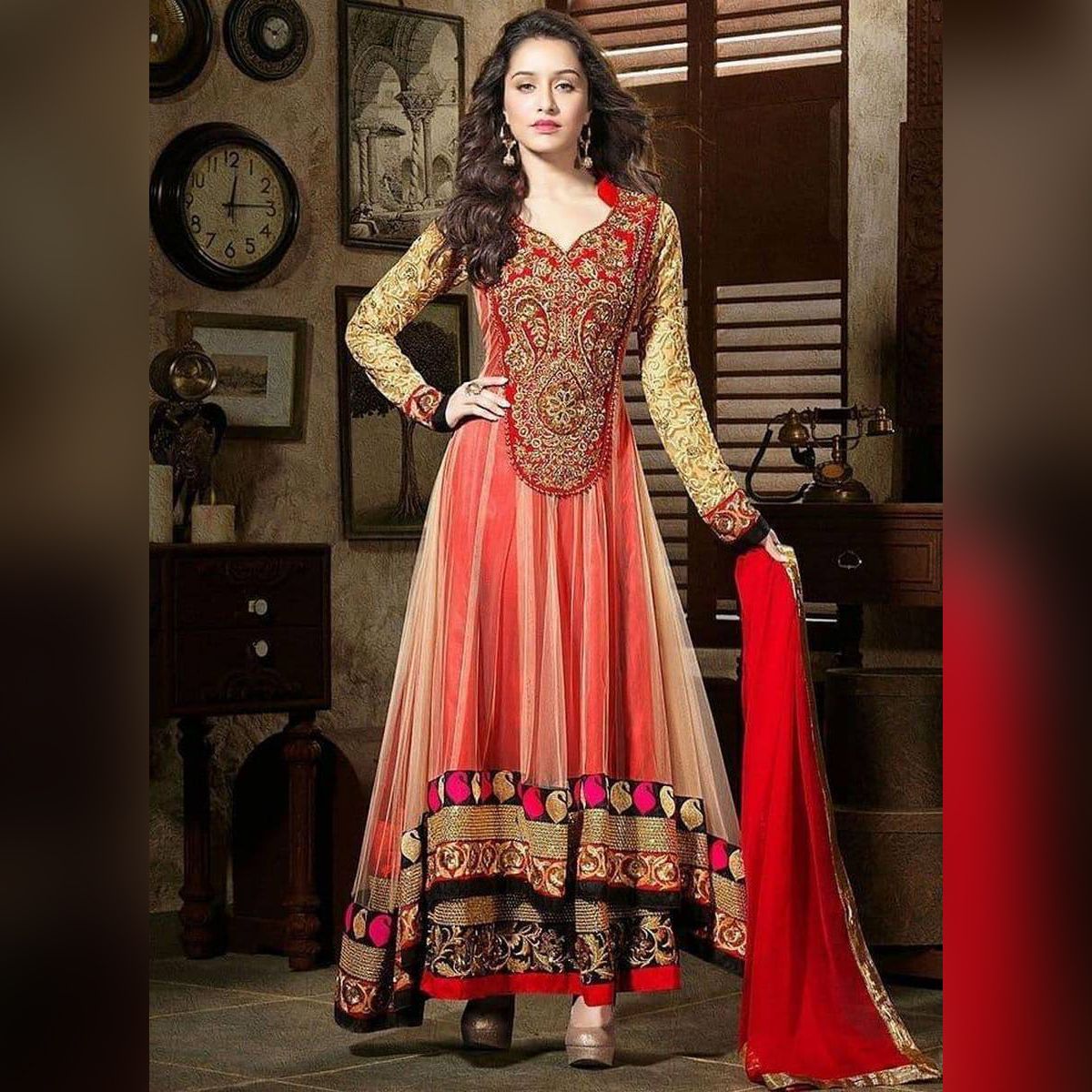 Fashionable Multicolor Georgette Semi Stitched Anarkali for Women