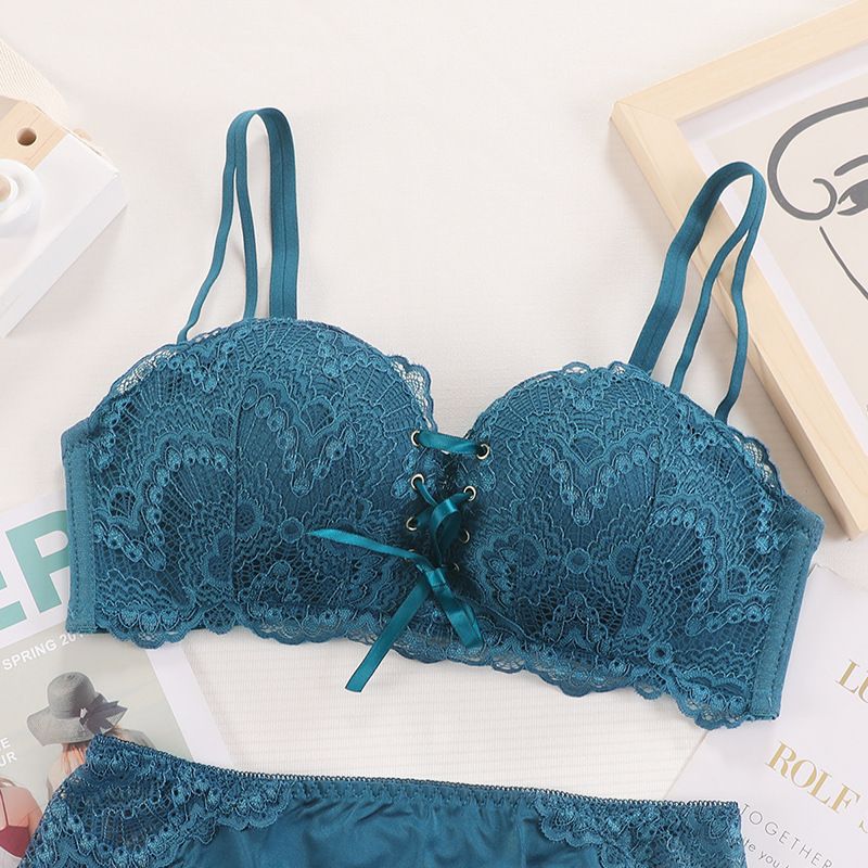 OIMG Lace Push Up Women Bra Padded Wire Free Lingeries Add Two Cup Brassiere