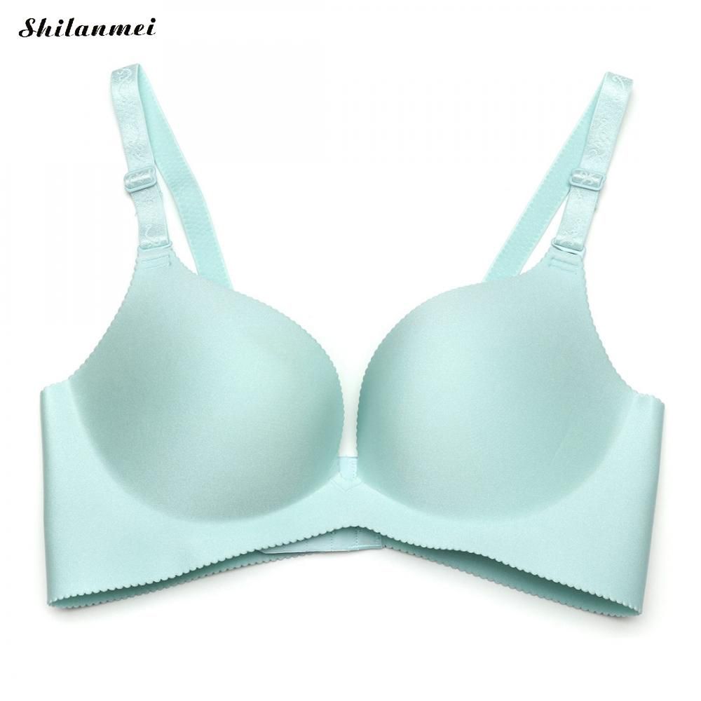 Women  Deep V Push Up Bras Brief  3/4 Cup Brassiere Light Pink Lingerie Underwear Adjustable Seamless Bra 100B 100C
