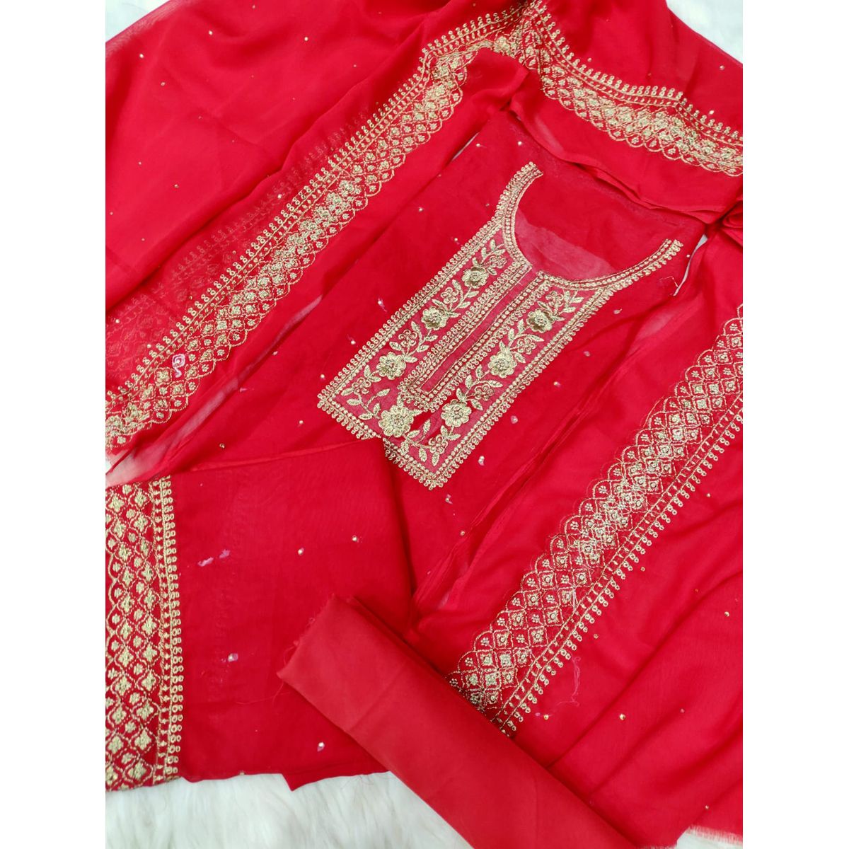 Jesan Super Shop Special Indian Unstitched Georgette/Jorjet Shalwar Kameez Three Piece Party Dress {3 Piece}