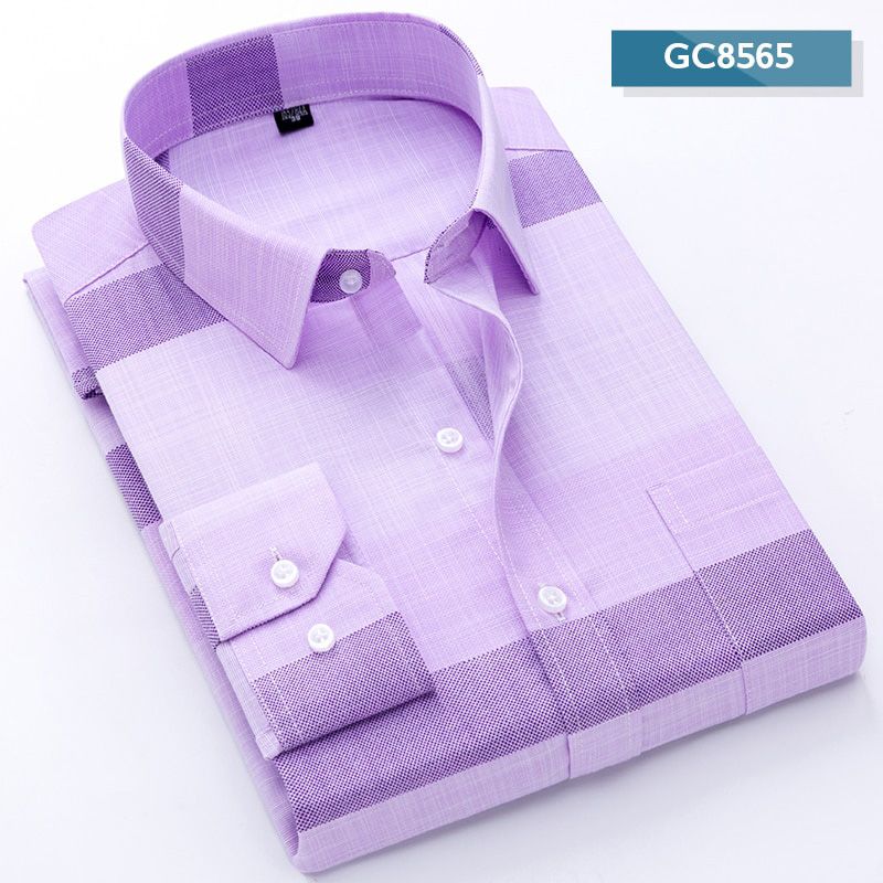 Men's Long Sleeve Print Dress Shirt Fashion Business Slim Fit Casual Shirts with Chest Pocket