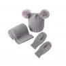Solid Color Baby Children Kids Winter Autumn Warm Knitted Hat Scarf Gloves Set