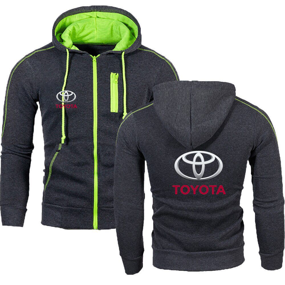 Toyota Cars Men's Fashion Zipper Hoodie Spring Autumn High Quality Pure Color Long Sleeve Hooded Pullover Sweatshirt