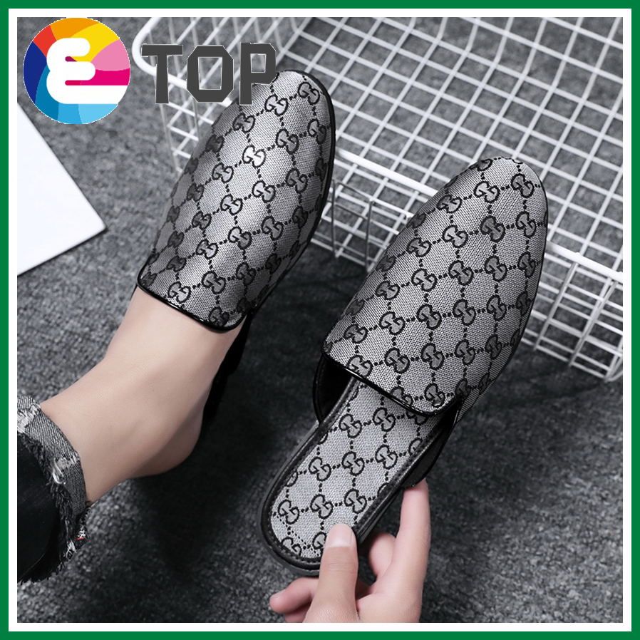 2021 New Muller Shoes Comfy Flats Men's Casual Driving Shoes Slip on Boat Shoes for Men Moccasins Chaussure Homme Korean Half Slippers Leather Mens Loafers Plus Size 39-46