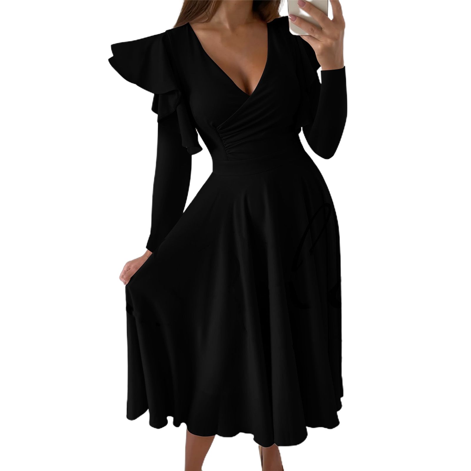 Party Dress Mid-calf Length Lady Formal Flowy Dress Wedding Party Clothing