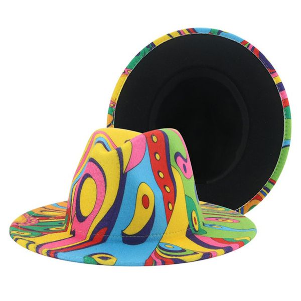 Hats for Women Tie Dye Gradient Wide Brim Winter Hats Men Vintage Panama Outdoor Fedora Women Hat Winter Hats SombrDe Mujer