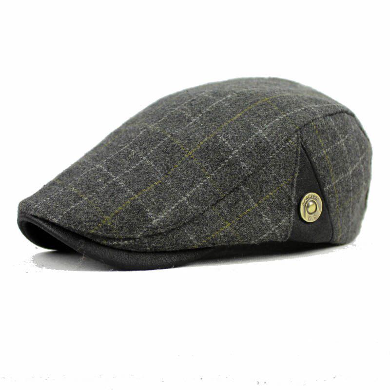 FS Black Blue Plaid Berets Caps For Men Women Vintage Autumn Flat Caps Beret Boina Feminina