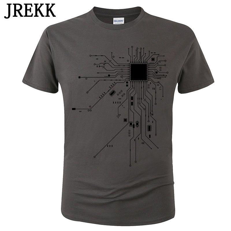 CPU Processor Circuit Diagram T Shirt Men Summer Cotton T-shirt Men's Funny Tops Fashion Tees Homme Brand Unisex Clothes C99